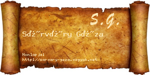 Sárváry Géza névjegykártya
